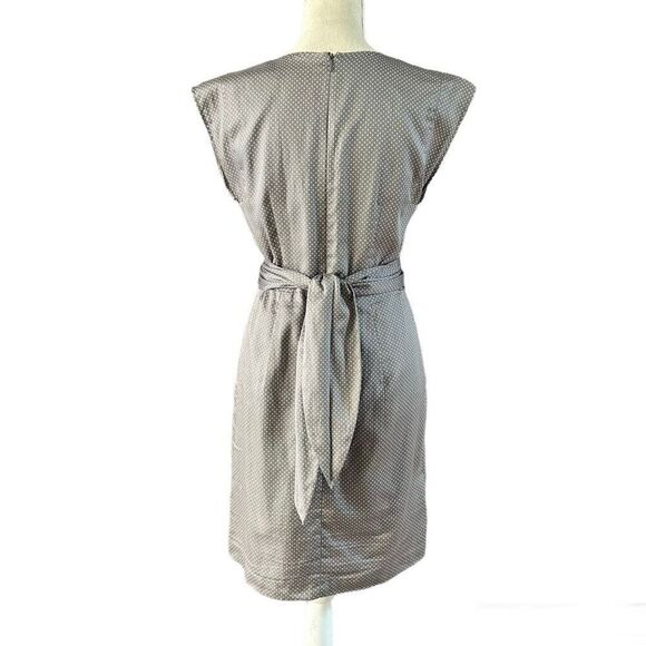 Ann Taylor Gray Polka Dot Origami Flowers Dress 0 - Picture 2 of 6